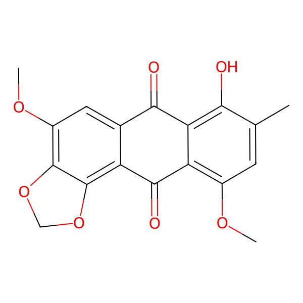 2D Structure of 7-Hydroxy-4,10-dimethoxy-8-methylnaphtho[3,2-g][1,3]benzodioxole-6,11-dione
