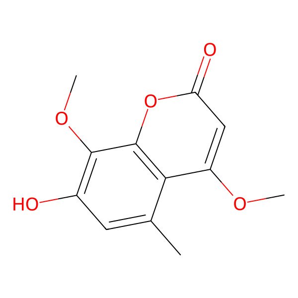2D Structure of 7-Hydroxy-4,8-dimethoxy-5-methyl-2H-1-benzopyran-2-one