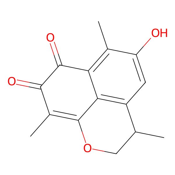 2D Structure of 7-Hydroxy-4,8,12-trimethyl-2-oxatricyclo[7.3.1.05,13]trideca-1(12),5,7,9(13)-tetraene-10,11-dione