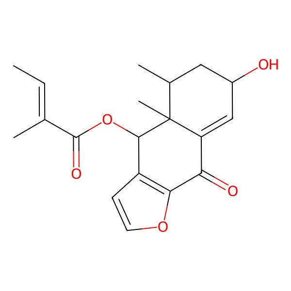 2D Structure of (7-Hydroxy-4a,5-dimethyl-9-oxo-4,5,6,7-tetrahydrobenzo[f][1]benzofuran-4-yl) 2-methylbut-2-enoate