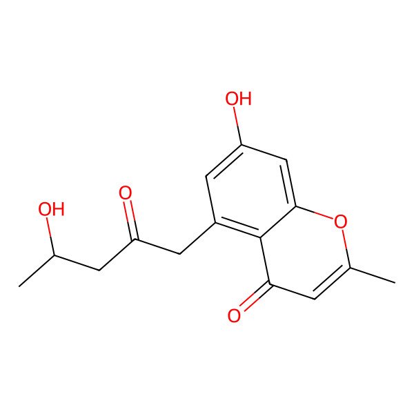 2D Structure of 7-Hydroxy-5-(4-hydroxy-2-oxopentyl)-2-methylchromen-4-one