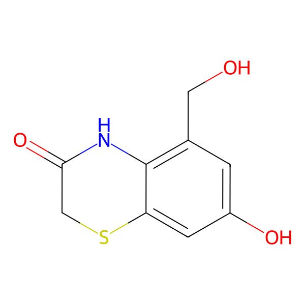 2D Structure of 7-hydroxy-5-hydroxymethyl-2H-benzo(1,4)thiazin-3-one