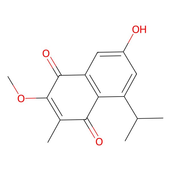 2D Structure of 7-Hydroxy-5-isopropyl-2-methoxy-3-methyl-1,4-naphthoquinone