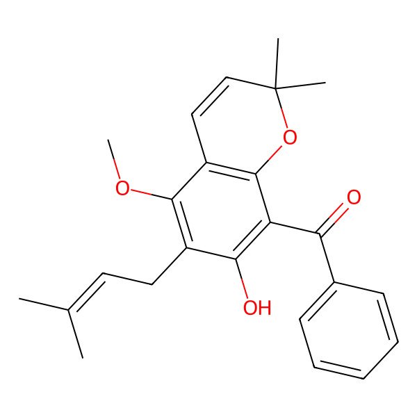 2D Structure of [7-Hydroxy-5-methoxy-2,2-dimethyl-6-(3-methylbut-2-enyl)chromen-8-yl]-phenylmethanone