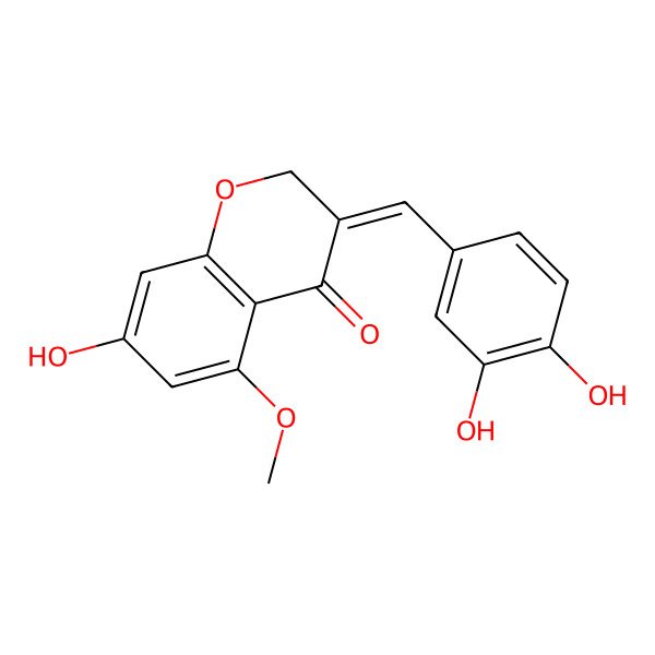 2D Structure of 7-Hydroxy-5-methoxy-3-(3,4-dihydroxybenzylidene)chromane-4-one 2D Structure of 7-Hydroxy-5-methoxy-3-(3,4-dihydroxybenzylidene)chromane-4-one