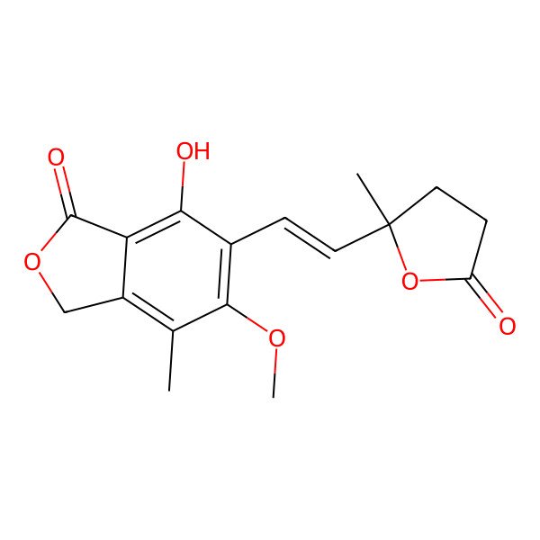 2D Structure of 7-hydroxy-5-methoxy-4-methyl-6-[2-(2-methyl-5-oxooxolan-2-yl)ethenyl]-3H-2-benzofuran-1-one