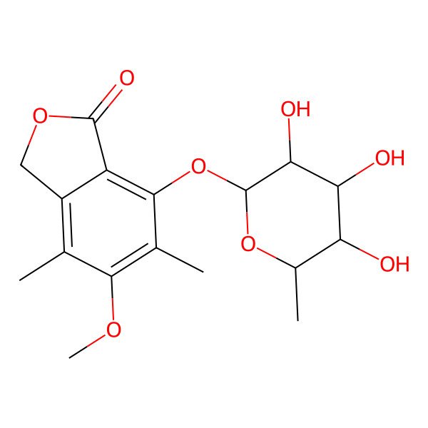 2D Structure of 7-hydroxy-5-methoxy-4,6-dimethyl-7-O-alpha-L-rhamnosylphthalide