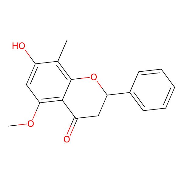 2D Structure of 7-Hydroxy-5-methoxy-8-methyl-2-phenyl-2,3-dihydrochromen-4-one 2D Structure of 7-Hydroxy-5-methoxy-8-methyl-2-phenyl-2,3-dihydrochromen-4-one