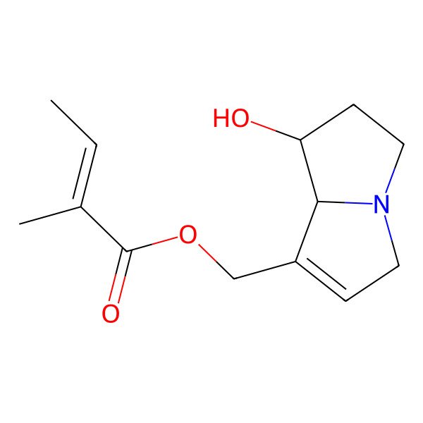 2D Structure of (7-hydroxy-5,6,7,8-tetrahydro-3H-pyrrolizin-1-yl)methyl 2-methylbut-2-enoate 2D Structure of (7-hydroxy-5,6,7,8-tetrahydro-3H-pyrrolizin-1-yl)methyl 2-methylbut-2-enoate