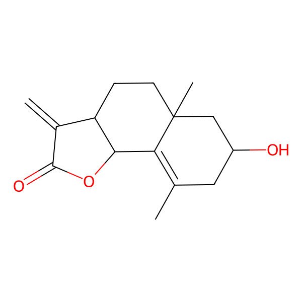 2D Structure of 7-hydroxy-5a,9-dimethyl-3-methylidene-4,5,6,7,8,9b-hexahydro-3aH-benzo[g][1]benzofuran-2-one