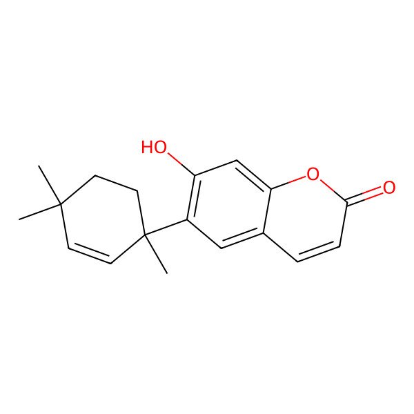 2D Structure of 7-Hydroxy-6-(1,4,4-trimethyl-2-cyclohexen-1-yl)-2H-1-benzopyran-2-one