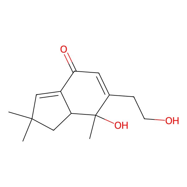 2D Structure of 7-Hydroxy-6-(2-hydroxyethyl)-2,2,7-trimethyl-1,7a-dihydroinden-4-one