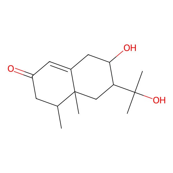 2D Structure of 7-Hydroxy-6-(2-hydroxypropan-2-yl)-4,4a-dimethyl-3,4,5,6,7,8-hexahydronaphthalen-2-one 2D Structure of 7-Hydroxy-6-(2-hydroxypropan-2-yl)-4,4a-dimethyl-3,4,5,6,7,8-hexahydronaphthalen-2-one