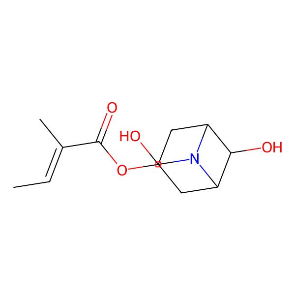 2D Structure of [7-hydroxy-6-(hydroxymethyl)-6-azabicyclo[3.1.1]heptan-3-yl] (E)-2-methylbut-2-enoate