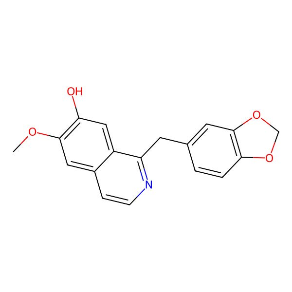 2D Structure of 7-Hydroxy-6-methoxy-1-(3,4-methylenedioxybenzyl) isoquinoline