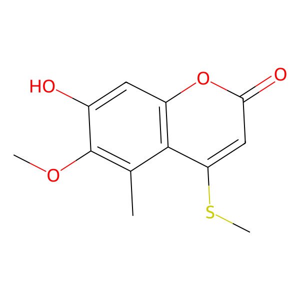 2D Structure of 7-Hydroxy-6-methoxy-5-methyl-4-methylsulfanylchromen-2-one