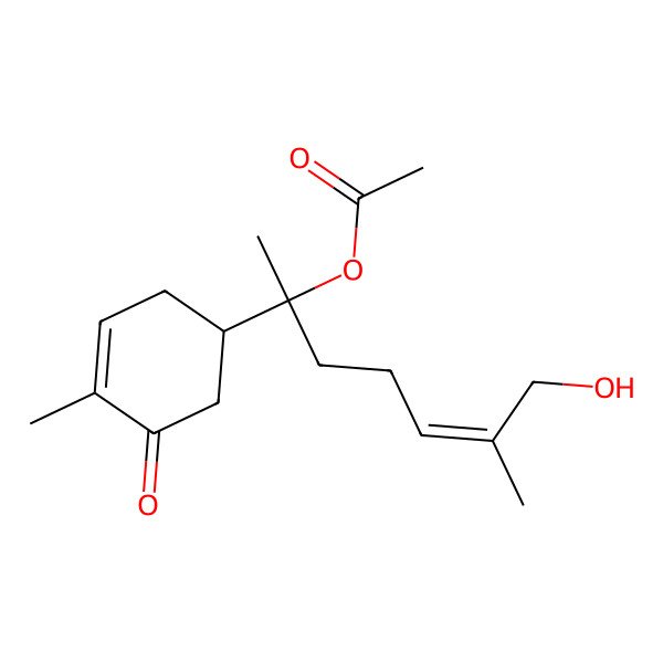 2D Structure of [7-Hydroxy-6-methyl-2-(4-methyl-5-oxocyclohex-3-en-1-yl)hept-5-en-2-yl] acetate