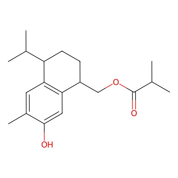 2D Structure of (7-Hydroxy-6-methyl-4-propan-2-yl-1,2,3,4-tetrahydronaphthalen-1-yl)methyl 2-methylpropanoate