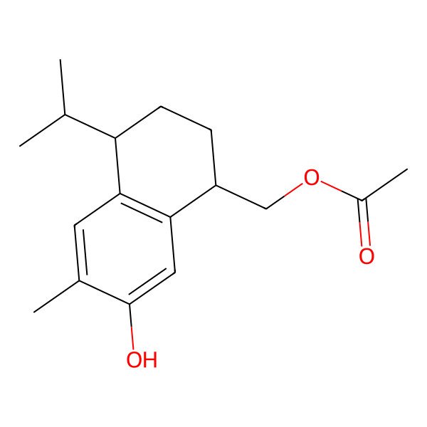 2D Structure of (7-Hydroxy-6-methyl-4-propan-2-yl-1,2,3,4-tetrahydronaphthalen-1-yl)methyl acetate