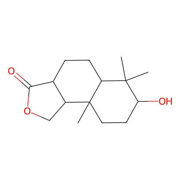 2D Structure of 7-hydroxy-6,6,9a-trimethyl-3a,4,5,5a,7,8,9,9b-octahydro-1H-benzo[e][2]benzofuran-3-one