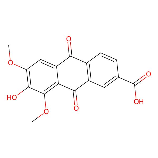 2D Structure of 7-Hydroxy-6,8-dimethoxy-9,10-dioxoanthracene-2-carboxylic acid