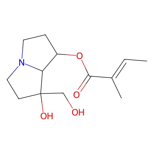 2D Structure of [7-Hydroxy-7-(hydroxymethyl)-1,2,3,5,6,8-hexahydropyrrolizin-1-yl] 2-methylbut-2-enoate