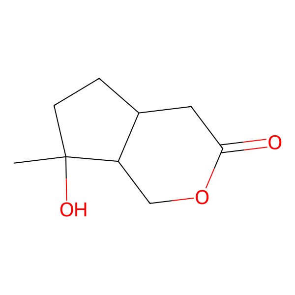 2D Structure of 7-Hydroxy-7-methyl-1,4,4a,5,6,7a-hexahydrocyclopenta[c]pyran-3-one