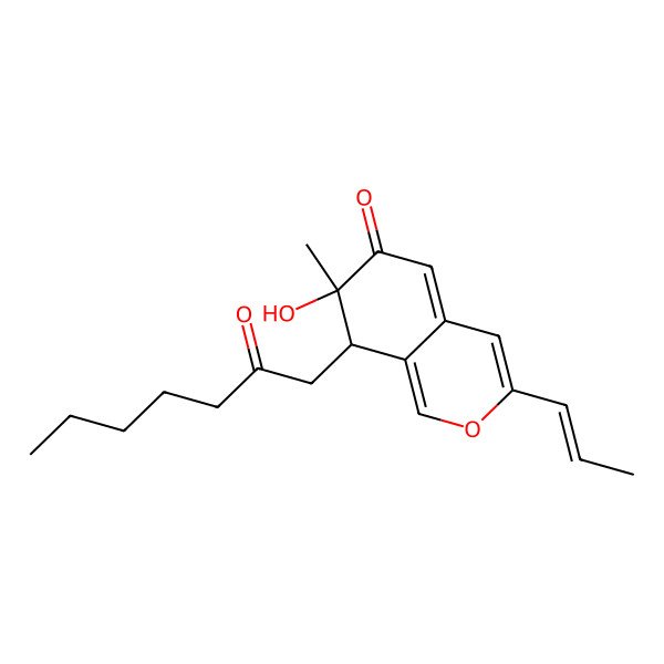 2D Structure of 7-hydroxy-7-methyl-8-(2-oxoheptyl)-3-prop-1-enyl-8H-isochromen-6-one