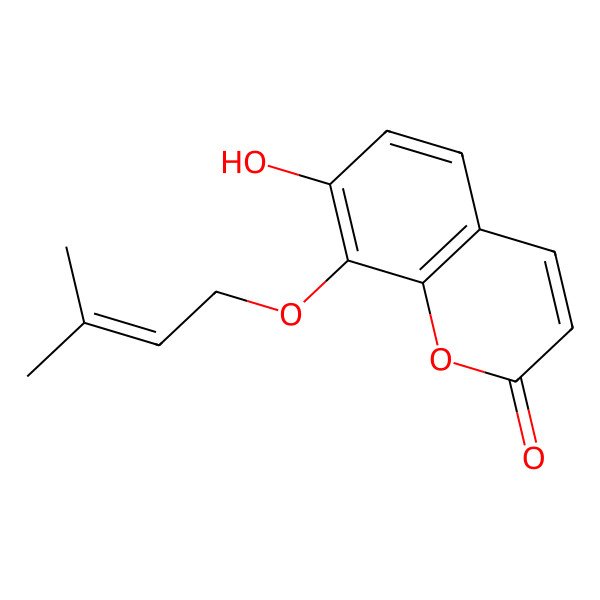 2D Structure of 7-Hydroxy-8-((3-methyl-2-butenyl)oxy)-2H-1-benzopyran-2-one