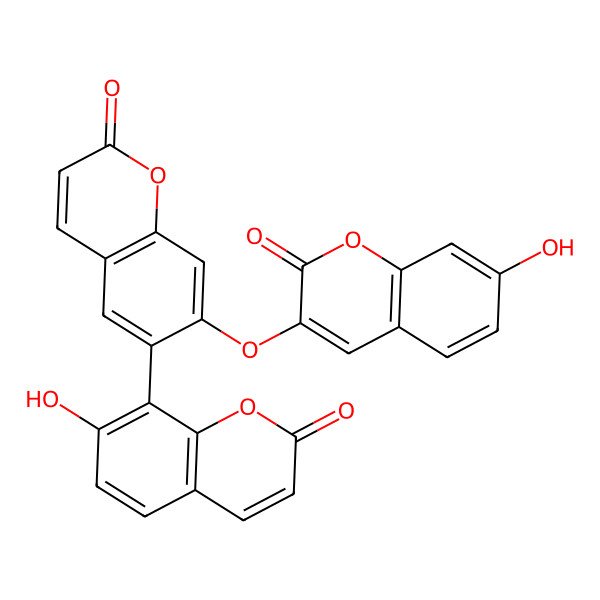 2D Structure of 7-Hydroxy-8-[7-(7-hydroxy-2-oxochromen-3-yl)oxy-2-oxochromen-6-yl]chromen-2-one