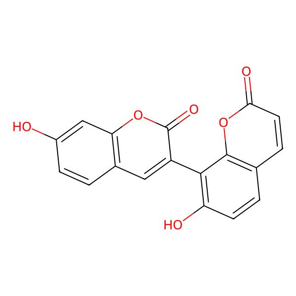 2D Structure of 7-Hydroxy-8-(7-hydroxy-2-oxochromen-3-yl)chromen-2-one