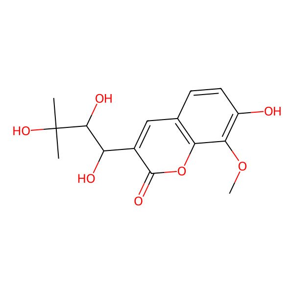 2D Structure of 7-hydroxy-8-methoxy-3-[(1S,2R)-1,2,3-trihydroxy-3-methylbutyl]chromen-2-one
