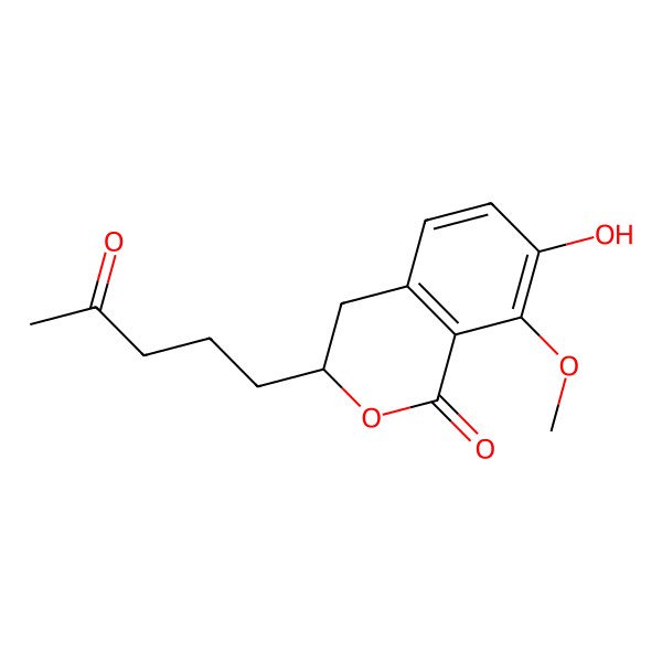 2D Structure of 7-Hydroxy-8-methoxy-3-(4-oxopentyl)-3,4-dihydroisochromen-1-one