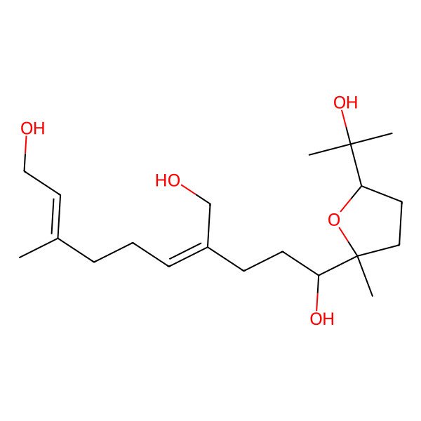 2D Structure of 7-(Hydroxymethyl)-10-[5-(2-hydroxypropan-2-yl)-2-methyloxolan-2-yl]-3-methyldeca-2,6-diene-1,10-diol