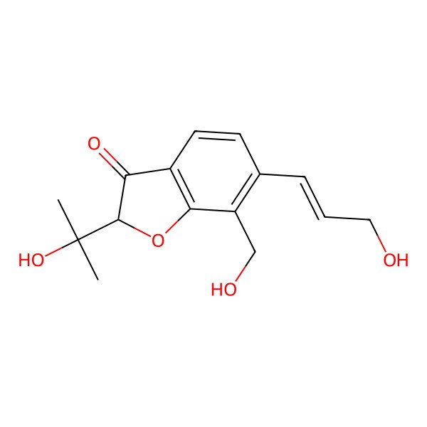 2D Structure of 7-(Hydroxymethyl)-2-(2-hydroxypropan-2-yl)-6-(3-hydroxyprop-1-enyl)-1-benzofuran-3-one