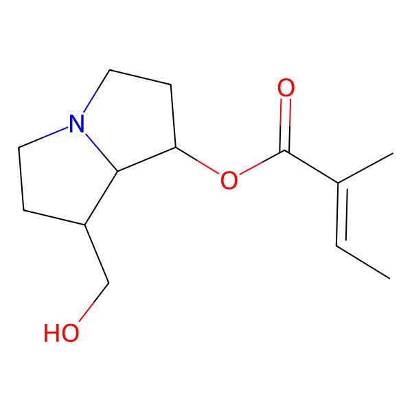 2D Structure of [7-(hydroxymethyl)-2,3,5,6,7,8-hexahydro-1H-pyrrolizin-1-yl] 2-methylbut-2-enoate