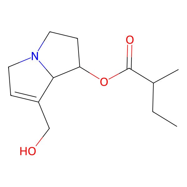 2D Structure of [7-(hydroxymethyl)-2,3,5,8-tetrahydro-1H-pyrrolizin-1-yl] 2-methylbutanoate