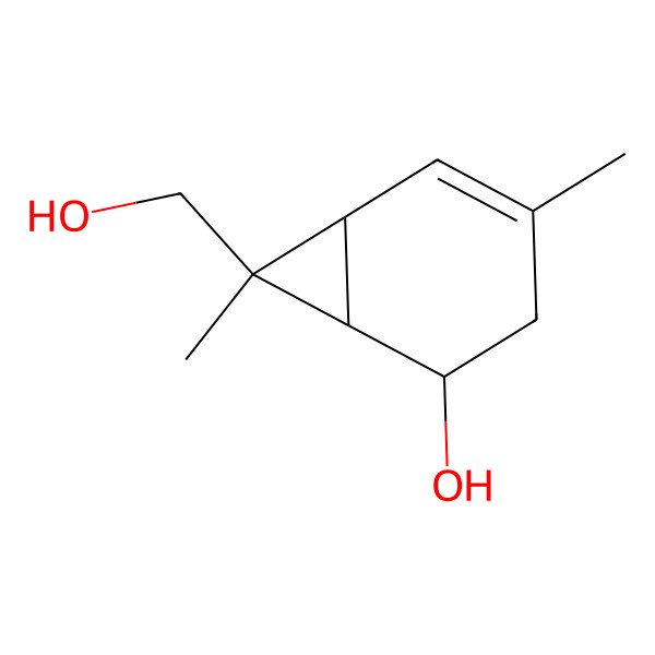 2D Structure of 7-(Hydroxymethyl)-4,7-dimethylbicyclo[4.1.0]hept-4-en-2-ol