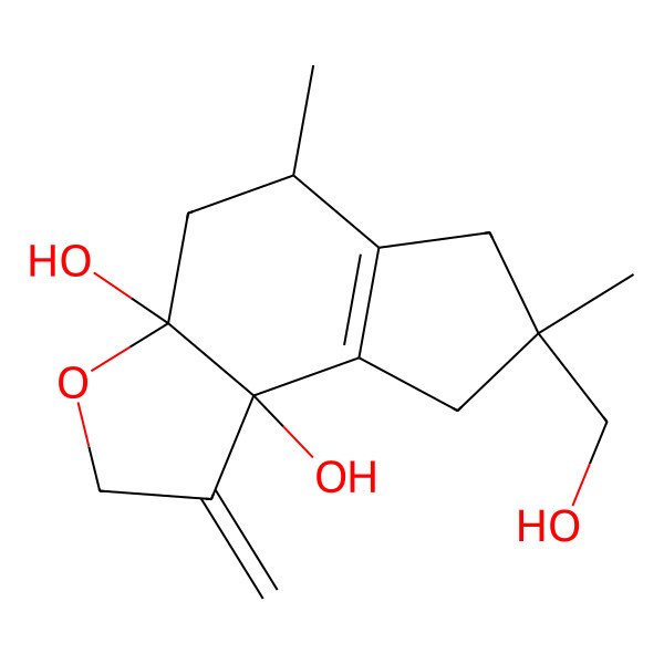 2D Structure of 7-(Hydroxymethyl)-5,7-dimethyl-1-methylidene-4,5,6,8-tetrahydrocyclopenta[e][1]benzofuran-3a,8b-diol