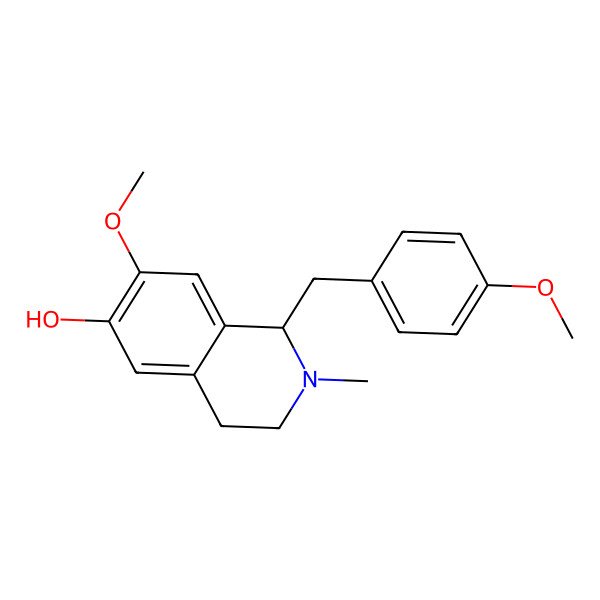 2D Structure of 7-methoxy-1-[(4-methoxyphenyl)methyl]-2-methyl-3,4-dihydro-1H-isoquinolin-6-ol