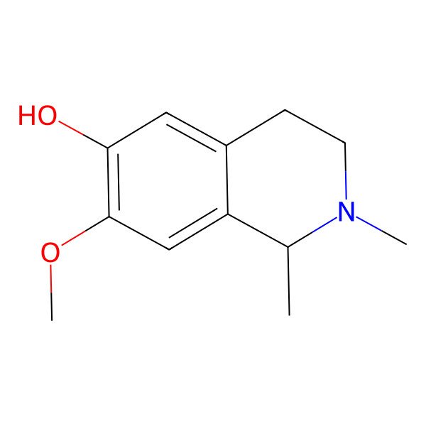 2D Structure of 7-Methoxy-1-methyl-1,2,3,4-tetrahydro-isoquinolin-6-ol; hydrochloride ((+/-)-N-methylsalsoline) 2D Structure of 7-Methoxy-1-methyl-1,2,3,4-tetrahydro-isoquinolin-6-ol; hydrochloride ((+/-)-N-methylsalsoline)