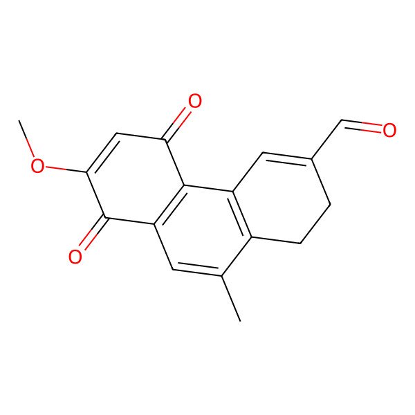 2D Structure of 7-Methoxy-10-methyl-5,8-dioxo-1,2-dihydrophenanthrene-3-carbaldehyde