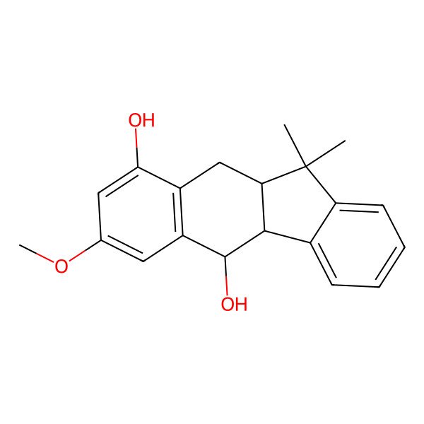 2D Structure of 7-Methoxy-11,11-dimethyl-4b,5,10,10a-tetrahydrobenzo[b]fluorene-5,9-diol