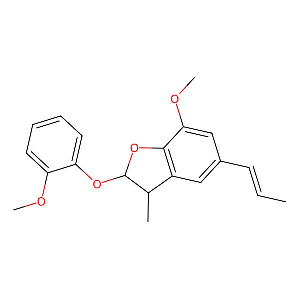 2D Structure of 7-Methoxy-2-(2-methoxyphenoxy)-3-methyl-5-prop-1-enyl-2,3-dihydro-1-benzofuran