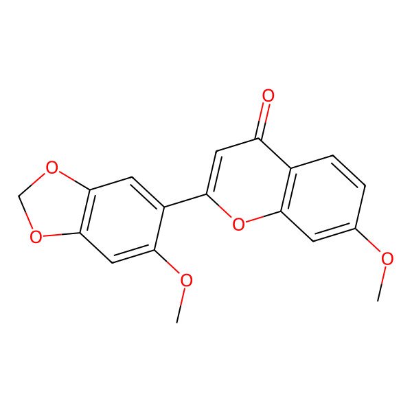 2D Structure of 7-Methoxy-2-(6-methoxy-1,3-benzodioxol-5-yl)chromen-4-one