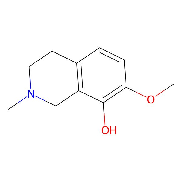 2D Structure of 1,2,3,4-Tetrahydro-7-methoxy-2-methyl-8-isoquinolinol