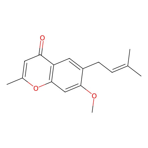 2D Structure of 7-Methoxy-2-methyl-6-(3-methylbut-2-enyl)chromen-4-one