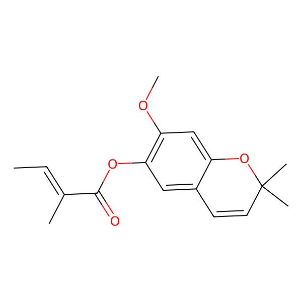 2D Structure of (7-Methoxy-2,2-dimethylchromen-6-yl) 2-methylbut-2-enoate