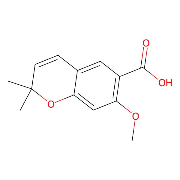2D Structure of 7-Methoxy-2,2-dimethylchromene-6-carboxylic acid 2D Structure of 7-Methoxy-2,2-dimethylchromene-6-carboxylic acid