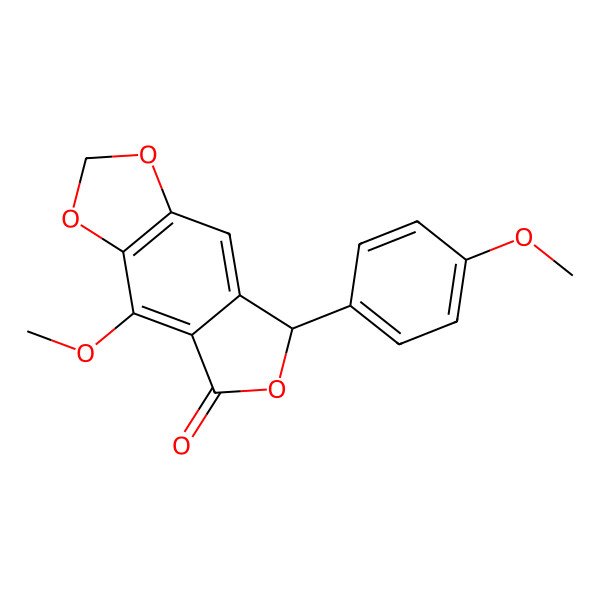 2D Structure of 7-Methoxy-3-(4-methoxyphenyl)-5,6-methylenedioxy-1,3-dihydrobenzo[c]furan-1-one